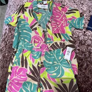 GAP Kids Tropical Leaf Matching Set - Pink, Green, Brown